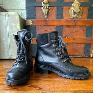 Frye Black Leather Combat Boot
